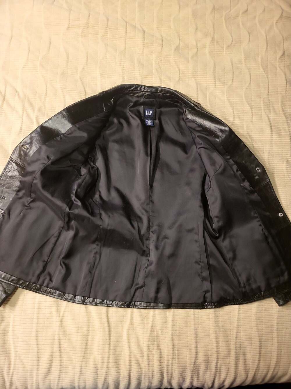 Vintage GAP 90s Genuine Black Leather Blazer Jacket - Picture 3 of 4